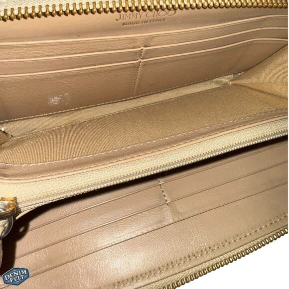 Jimmy Choo Metallic Star-Studded Zip-Around Long Wallet Leather, Made in Italy - Picture 8 of 13